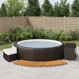 ZEYUAN Whirlpool-Umrandung Schwarz Poly Rattan und Massivholz Akazie Poolumrandung Rund, Pool Verkleidung, Whirlpool Outdoor Umrandung - - 362259