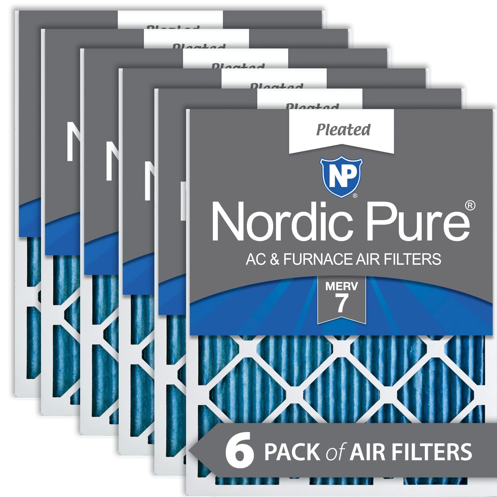 Nordic Pure 12 x 12 x 1 MERV 7 Plissee AC Ofen Luftfilter 6 Stück