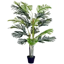 Outsunny Künstliche Palme 150cm Kunstpflanze Kunstbaum mit Pflanztopf Kunstpalme mit 19 Palmenwedel Deko Kunststoff