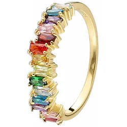 trendor 41706 Damenring 925 Silber Goldplattiert Bunte Zirkonias, 50/15,9