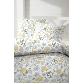 Primera Perkal Bettwäsche Tante Ida floral Blau/Gelb 135 x 200 cm + 2 x 80 x 80 cm