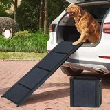 SMONTER 180cm Extra Long Hunderampe Auto klappbar mit High Traction Teppichoberfläch, einstiegshilfe Hunderampe für Autos, LKWs und SUV Stabil Rampe Hund für Große Und Mittel Hunde, Schwarz