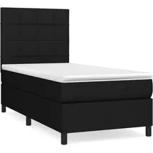 vidaXL Boxspringbett mit Matratze Schwarz 100x200 cm Stoff