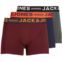 JACK & JONES Lichfield Trunks rot/grey/navy S 3er Pack