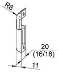 WINKHAUS Rahmenteil zum Einfräsen für Falzluft 4 mm (Schließblech) - Stulpbreite 20 mm , Schließblech für Rundzapfen , für Rundzapfen ;Stulpbreite 20 mm