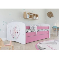 Sellbee Kinderbett Jugendbett 70x140 cm Rosa mit Matratze Rausfallschutz