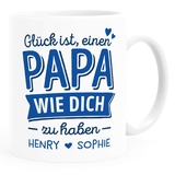 SpecialMe® Tasse personalisiertes Geschenk Spruch Glück ist einen Papa-Mama wie dich zu haben anpassbare Namen Papa - mit Namen weiß Keramik-Tasse