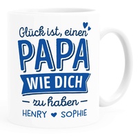 SpecialMe® Tasse personalisiertes Geschenk Spruch Glück ist einen Papa-Mama wie dich zu haben anpassbare Namen Papa - mit Namen weiß Keramik-Tasse