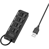 Renkforce 4 Port USB 2.0-Hub einzeln schaltbar, mit Status-LEDs Schwarz