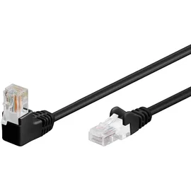 goobay CAT 5e Patchkabel 1x 90° gewinkelt, U/UTP, Schwarz