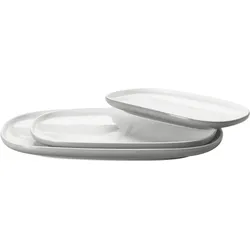 Servier-Set MÄSER "Isora, Platten Set, aus Keramik", grau (grau, weiß), B:21,00cm H:2,00cm L:33,00cm, Keramik, Servierplatten