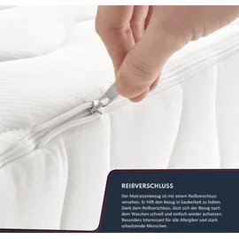 Fdm Voyager Matratze 80x200 cm Taschenfederkern Höhe 24 cm Härtegrad H3 H4 7-Liegezonen Öko-Tex Allergikergeeignet Jersey Bezug Waschbar Kokosfaser-Einlage