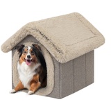 PillowPrim Haustierhütte Hundehaus Höhle Hundehütte Katzenhütte Hundehöhle Katzenhaus Hundekissen Katzenkissen Flauschiges Haus, Cappucino, 60x70x63 cm