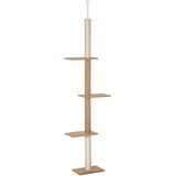 PawHut Kratzbaum Deckenhoch, 228-260 cm Höhenverstellbarer Katzenbaum Kletterbaum für Katzen mit 3 Ebenen, Katzenkratzbaum, Spielbaum vom Boden bis zur Decke Khaki