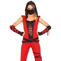 Leg Avenue 85384 - Ninja Assassin Damen kostüm , Größe Small (EUR 36), Damen Karneval Kostüm Fasching, Red & Black