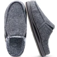 ONCAI Hausschuhe Herren Filz Komfort mitPlüsch Pantoffeln Orthopädische Arch Support Wärme Flauschig Slippers mit Memory Foam Indoor Outdoor Rutschfest Gummisohle Plüsch Grau Größe 49 - 49 EU