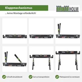 Baumarktplus 2x Sägebock 2.0 DELUXE 9-fach höhenverstellbar Stahl bis 1300 kg Klappbock Arbeitsbock Werkbock