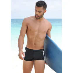 Boxer-Badehose CHIEMSEE, Herren, Gr. 8, N-Gr, schwarz, Polyamid, kontrastfarbene Details, Badehosen, mit modischen Kontrastpaspelierungen
