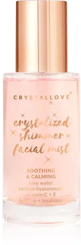 Crystallove Rose Quartz Shimmer Facial Mist Gesichtsspray zur Verjüngung der Gesichtshaut 100 ml