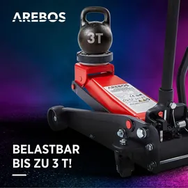 Arebos Rangierwagenheber 3 t Stahl/Gummi 130-508 mm rot