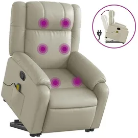 vidaXL Massagesessel mit Aufstehhilfe Kunstleder 95 x 99 x 95 cm Creme