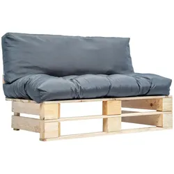 vidaXL Garten-Palettensofa mit Grauen Kissen Kiefernholz