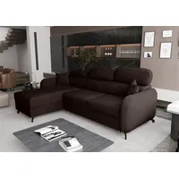 AX LIVING Ecksofa mit Schlaffunktion Ribella 5 in L 265 cm, Samt schokobraun Links - Braun