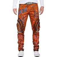 Cipo & Baxx 5-Pocket-Jeans Biker Hose BA-CD634 in Orange mit Seitentaschen orange 30