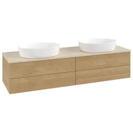 Villeroy & Boch V&B Waschtischunterschrank mit Frontstruktur, mit Beleuchtung Antao 160x50cm, WBP-farbe botticino, honey oak