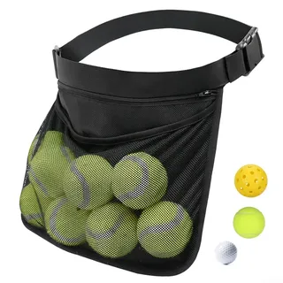 ZYWUOY Tischtennisballtasche, Tennisballhalter, verstellbar, Pickleball, Netzstoff, Hüftballtasche
