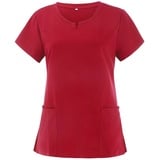 Kasack Pflege Damen Herren | Kittel Berufskleidung T Shirt V Ausschnitt Krankenhaus Bunt Leiber Arbeitsmantel Medizinische Leichtes Kasacks Nurses Sommer Stilloberteile (Rot, 4XL)