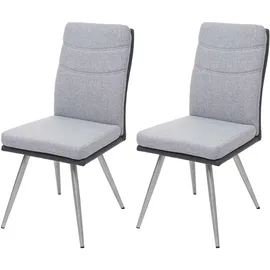 Mendler Einzelst�ck | 2er-Set Esszimmerstuhl HWC-G54, Küchenstuhl Stuhl, Textil/Kunstleder Edelstahl gebürstet grau