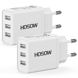 USB Ladegerät Mehrfach 2Pack, HOSOW 3 Port USB Netzteil USB Stecker 5V/3.1A USB Netzstecker USB Adapter Steckdose Ladestecker Ladeadapter für iPhone 14/13/12/11/XR/XS/X/8/7/6,Samsung Galaxy S22,Handys