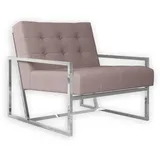 s-style möbel Loungesessel mit Silber, Füßen aus Bouclé-Stoff, B/T/H: 84 cm/ 89 cm/ 81 cm - Rosa