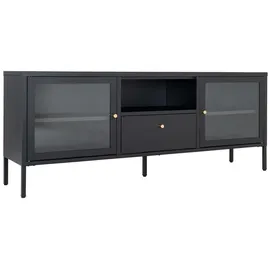 VCM Dalby TV-Lowboard 160 x 35 cm Schwarz Glas/Metall/Stahl