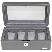 Windrose Uhrenkoffer Tempora für 4 Uhren 26,5 cm Grau