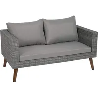 greemotion Lounge-Sofa Gomera für 2 Personen, Garten-Couch mit gemütlichen Kissen, Polyrattan-Sofa für drinnen und draußen, ca. 140 x 64 x 75 cm