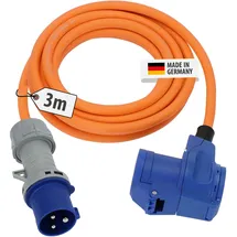 Brennenstuhl Camping CEE-Verlängerungskabel mit CEE-Stecker und Winkelkupplung inkl. Schutzkontakt-Kombisteckdose mit LED Spannungsanzeige (3m, 230V/16A, Einsatz im Außenbereich, Made in Germany)