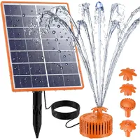 AISITIN Solar Springbrunnen für Außen, 4,5W Solar Fontäne Pumpe mit Verschiedene Sprüh Effekten,Orange Farbe Solar Teichpumpe mit 3M-Kabel, Solarbrunnen für Draussen für Garten,Teich, DIY Wasserspiel