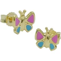GALLAY Schmetterling pink-hellblau 9Kt GOLD in gold | Gr.: onesize