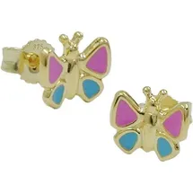 GALLAY Schmetterling pink-hellblau 9Kt GOLD in gold | Gr.: onesize
