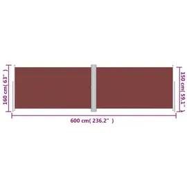 vidaXL Seitenmarkise 160 x 600 cm Braun Polyester