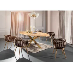 Esstisch GUTMANN FACTORY, bunt (natur, gold, gold, natur), B:254cm H:78cm T:135cm, Tische