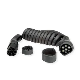 Roline E-Auto Spiral-Ladekabel Typ2, 3-phasig, 480VAC (3P+N+E), 32 A, 22 kW, max. 2m