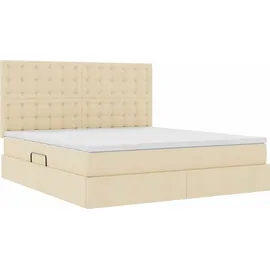 vidaXL LED-Speicherbett 160 x 200 cm Creme
