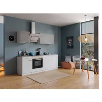 Respekta Küchenzeile Malia E-Geräte 210 cm weiß/beton optik