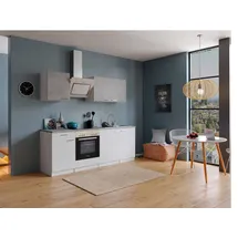 Respekta Küchenzeile Malia E-Geräte 210 cm weiß/beton optik