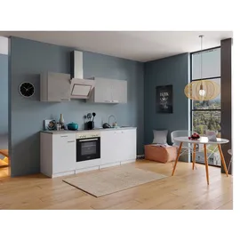 Respekta Küchenzeile Malia E-Geräte 210 cm weiß/beton optik