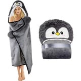 WJMSDK Pinguin Decke mit Ärmeln - Pinguin Geschenk für Frauen, Sherpa Fleece Kuscheldecke mit ärmeln, Tragbare Decke zum Anziehen als Weihnachten Geburtstagsgeschenk für Frauen Damen