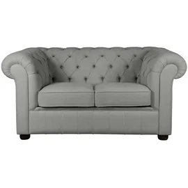 Home Affaire 2-Sitzer HOME AFFAIRE "CHARENTE, Chesterfield-Sofa, Wellenfederung, Maße: B/T/H: 147/89/74 cm", grau (hellgrau), B:147cm H:74cm T:89cm, 100% Polyester, Sofas, mit edler Knopfheftung und typischen Armlehnen